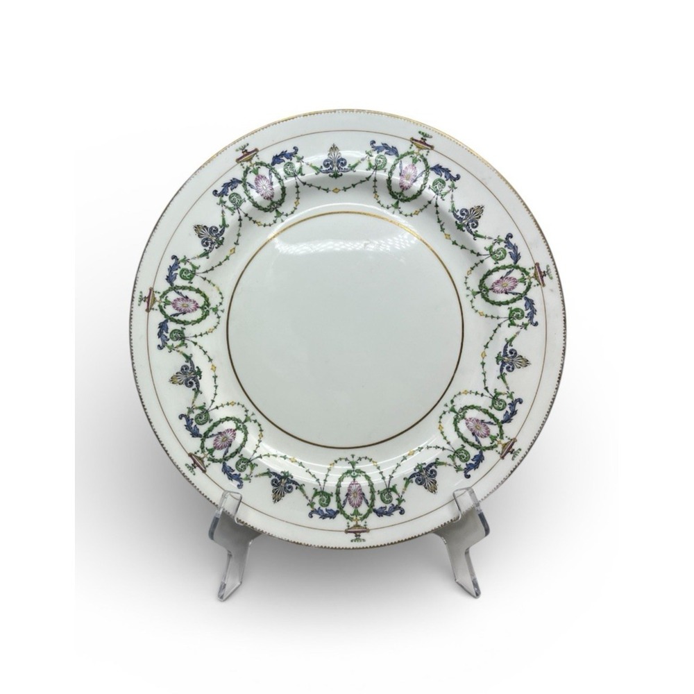 Minton H2581 Chop Plate Charger Garland Urns Floral Gold Pink Blue‎ Green 12.5"
